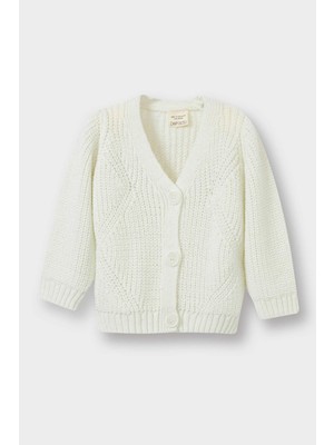 DeFacto Kız Bebek V Yaka Düğmeli Triko Hırka A4081A525AU