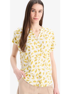 DeFacto Regular Fit Apaş Yaka Desenli Kısa Kollu Gömlek I6173AZ25SM