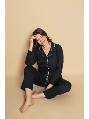 Kadın Önden Düğmeli Yeni Sezon Homewear Pijama Takımı Yeni Sezon