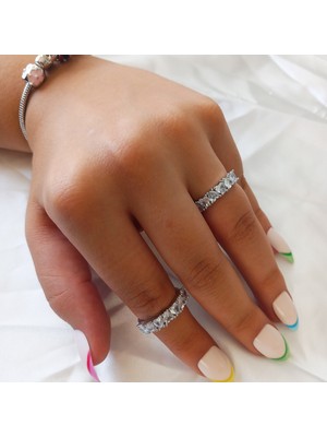 Ladybirdbujiteri Kalp Zirkon Taşlı Ayarlanabilir Çelik Beştaş Yüzük