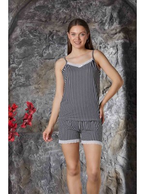Beyaz Dantel Detaylı Ip Askı Şortlu Milan Kadın Pijama Takımı