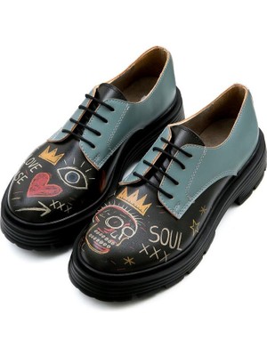 Dogo Radiant Child Kadın Vegan Deri Siyah Günlük Ayakkabı Kısa Topuklu Renkli Tasarım