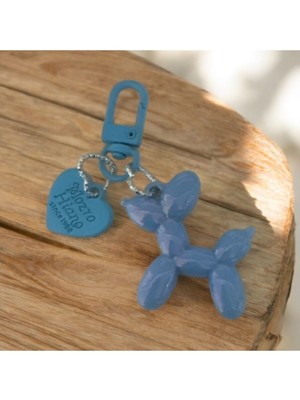 Hologram Parıltılı Balon Model Mavi Renk Köpek Anahtarlık