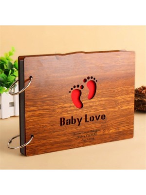 Kişiye Özel Doğum Hediyesi Isme Özel Ahşap Bebek Ayağı Temalı Kendin Yap Albüm Defter Baby Love