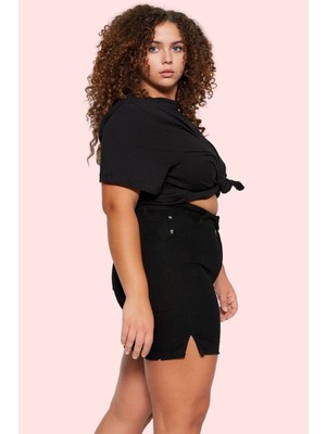 Kadın Yüksek Bel Skinny Denim Şort Düz Desen Esnek Konforlu Yaz Günlük Kullanım Hafta Sonu