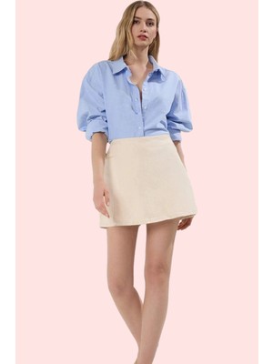 Kadın Yazlık Pamuk Şort Etek Yüksek Bel Boru Paça Düz Desen Günlük Yaz Aylarının Vazgeçilmezi