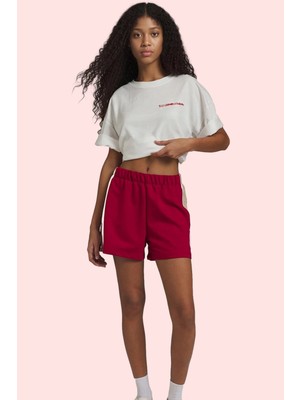 Kadın Kısa Boy Beli Lastikli Şort Örme Kumaş Günlük Kullanım Hafta Sonu Yaz Aylarının Vazgeçilmezi