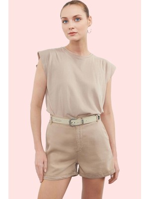 Kadın Kısa Boy Denim Şort Liyosel Straight Siluet Rahat Günlük Kombinler Dayanıklı Malzeme