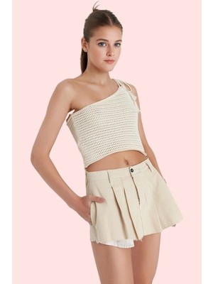 Kadın Kısa Boy Pileli Pamuklu Denim Şort Etek Yaz Kombinleri Için Günlük Kullanım Hafta Sonu