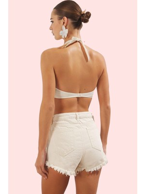 Kadın Relaxed Fit Denim Şort Nakış Detayı Pamuk Yaz Dayanıklı Malzeme Stilin Buluştuğu Yer