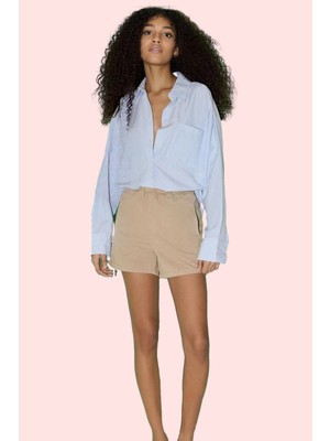 Kadın City Boy Denim Şort Pamuk Casual Stil Geniş Paça Kısa Günlük Kullanım Modern Tasarım