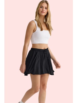 Kadın Pamuklu Mini Şort Etek Yüksek Bel Rahat Geniş Paça Yazlık Günlük Yaz Aylarının Vazgeçilmezi