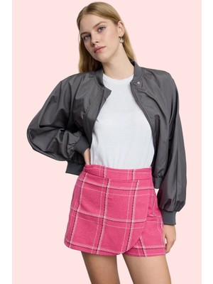 Kadın Pamuk Tüvit Dokuma Ekose Şort Etek Normal Bel Kısa Boy Günlük Yaz Aylarının Vazgeçilmezi