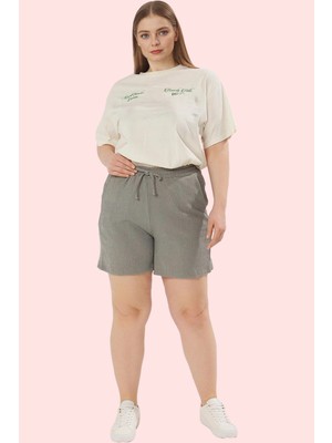 Kadın Regular Şort Bürümcük Dokuma Yüksek Bel Günlük Kombinler Hafta Sonu Kaliteli Malzeme