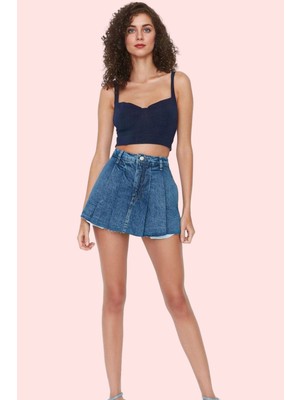 Kadın Slim Fit Denim Şort Etek Pamuk Geniş Paça Günlük Hafta Sonu Yaz Aylarının Vazgeçilmezi