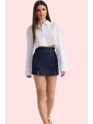 Kadın Denim Şort Etek Yüksek Bel Rigid Dokuma Günlük Şıklık Hafta Sonu Yaz Aylarının Vazgeçilmezi