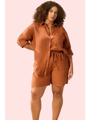 Kadın Keten Geniş Paça Şort Kısa Boy Büyük Beden Rahat Tasarım Günlük Kullanım Özel Günler