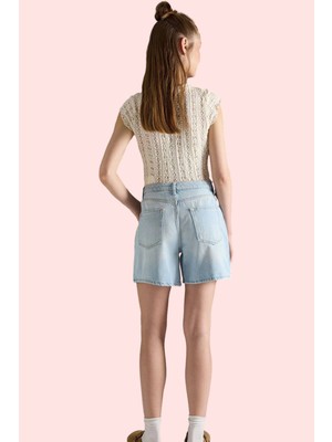 Kadın Pamuk Denim Bermuda Şort Rahat Günlük Yaz Stilleri Modern Tasarım Stilin Buluştuğu Yer