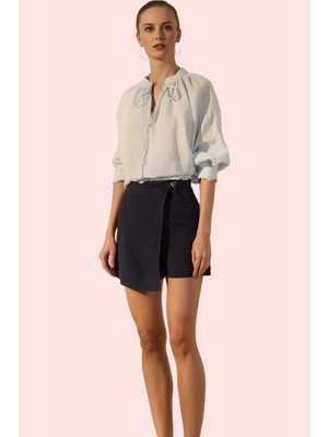 Kadın Keten Şort Etek Yüksek Bel Geniş Paça Rigid Dokuma Günlük Kullanım Dayanıklı Malzeme