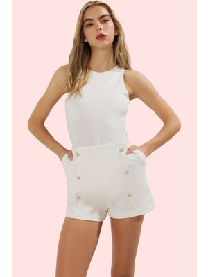 Kadın Yüksek Bel Boru Paça Bermuda Şort Günlük Kombinler Için Rahat ve Şık Kaliteli Malzeme
