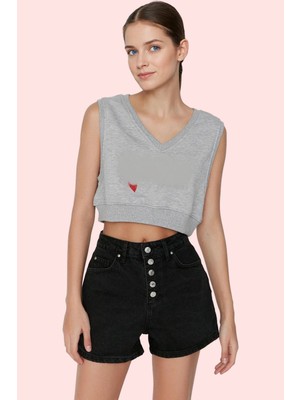 Kadın Pamuk Denim Mini Şort Düz Desen Yüksek Bel Günlük Kullanım Için Yaz Aylarının Vazgeçilmezi