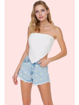 Kadın Pamuk Denim Şort Normal Bel Boru Paça Yazlık Günlük Kullanım Yaz Aylarının Vazgeçilmezi