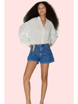 Kadın Denim Şort Pamuk Lastikli Bel Straight Kalıp Günlük Kombinler Için Dayanıklı Malzeme