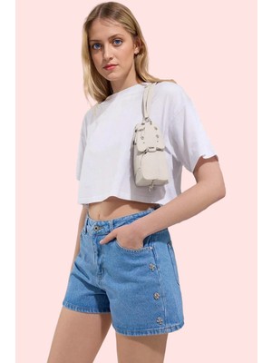 Kadın Pamuklu Denim Şort Normal Bel Düz Desen Günlük Kullanım Hafta Sonu Dayanıklı Malzeme