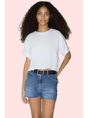 Kadın Pamuk Denim Mini Şort Normal Bel Düz Desen Rahat Günlük Kullanım Yaz Aylarının Vazgeçilmezi