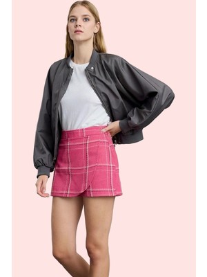 Kadın Kısa Boy Ekose Desenli Şort Etek Pamuk Rahat Günlük Kullanım Yaz Aylarının Vazgeçilmezi