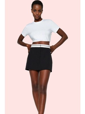 Kadın Düz Şort Etek Yüksek Bel Kemer Detaylı Dokuma Yazlık Günlük Yaz Aylarının Vazgeçilmezi