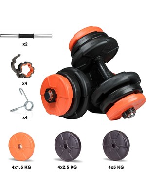 Ecgspor 36 kg (2x 18KG) Dambıl Seti Turuncu Siyah
