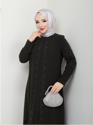 Yelpaze Taşlı Büyük Beden Anne Elbisesi