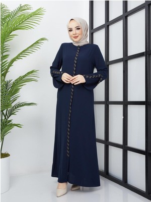 Kolu Lazer Kesimli Taşlı Medine Ipeği Yazlık Ferace