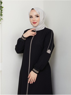 Gündelik Hac ve Umrelik Apoletli Biyeli Ferace -Siyah