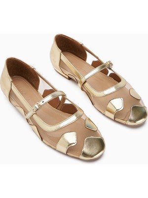 Diora Altın Tül Detaylı Tokalı Kadın Babet