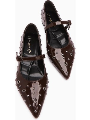 Ninna Kahve Rugan Sivri Burunlu Kadın Babet