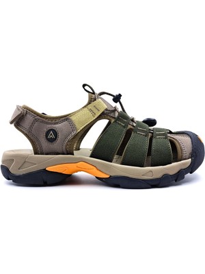 Humtto Erkek Outdoor Trekking Spor Sandalet Haki Bej Renkli Suya Dayanıklı Bantlı Tasarım