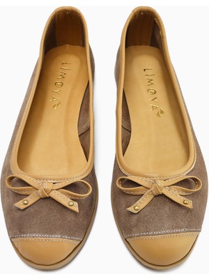 Hakiki Deri Alfreda Vizon Süet Deri Detaylı Fiyonklu Kadın Babet