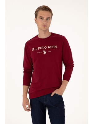 U.S. Polo Assn. Erkek Regular Fit Bisiklet Yaka Bordo İnce Basic Sweatshirt 50313743-VR014