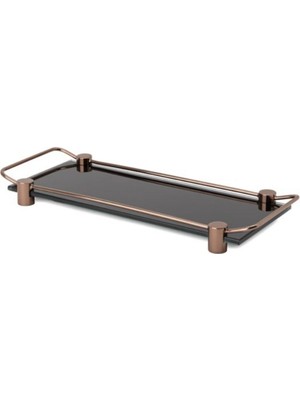 System Banyo Aksesuarları Tezgah Üstü Banyo Tepsi Cam Siyah|Rose 36x125x312 mm