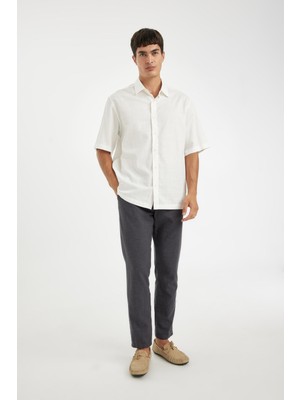 DeFacto %100 Pamuk Yazlık Beli Lastikli Jogger Pantolon Slim Fit Dar Kesim Düz Paça Cepli D2671AX24AU