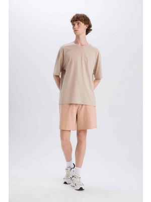 DeFacto %100 Pamuk Slim Fit Dar Kesim Dar Paça Cepli Basic Düz Şort B8673AX25SM