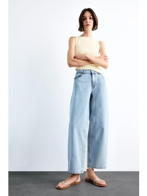 DeFacto %100 Pamuk Wide Baggy Fit Yıkamalı Jean Pantolon F7501AX25SM