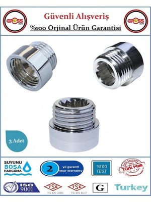 1/2'' Musluk Uzatması - 1cm - Paslanmaz Çelik - 3 Adet