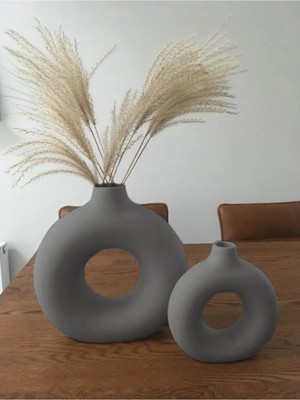 Halka Bohem Vazo 2'li Dekoratif Donut Vase