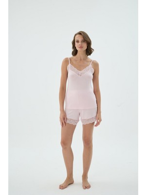 17274 Kadın Ince Askılı Şort Takım