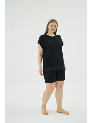 17035 Kadın Battal Boy Şort Takım