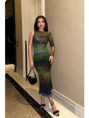 Kadın Multi Desenli Lycra Uzun Kollu Bisiklet Yaka Takım