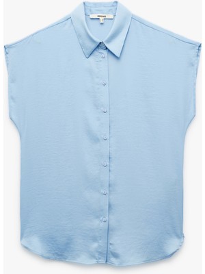 Aerobin Kumaş Klasik Yaka Kolsuz Düğmeli Saten Gömlek